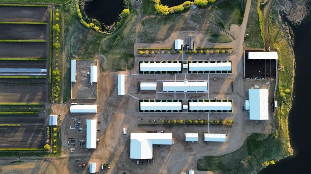 Aerial view of an agricultural facility